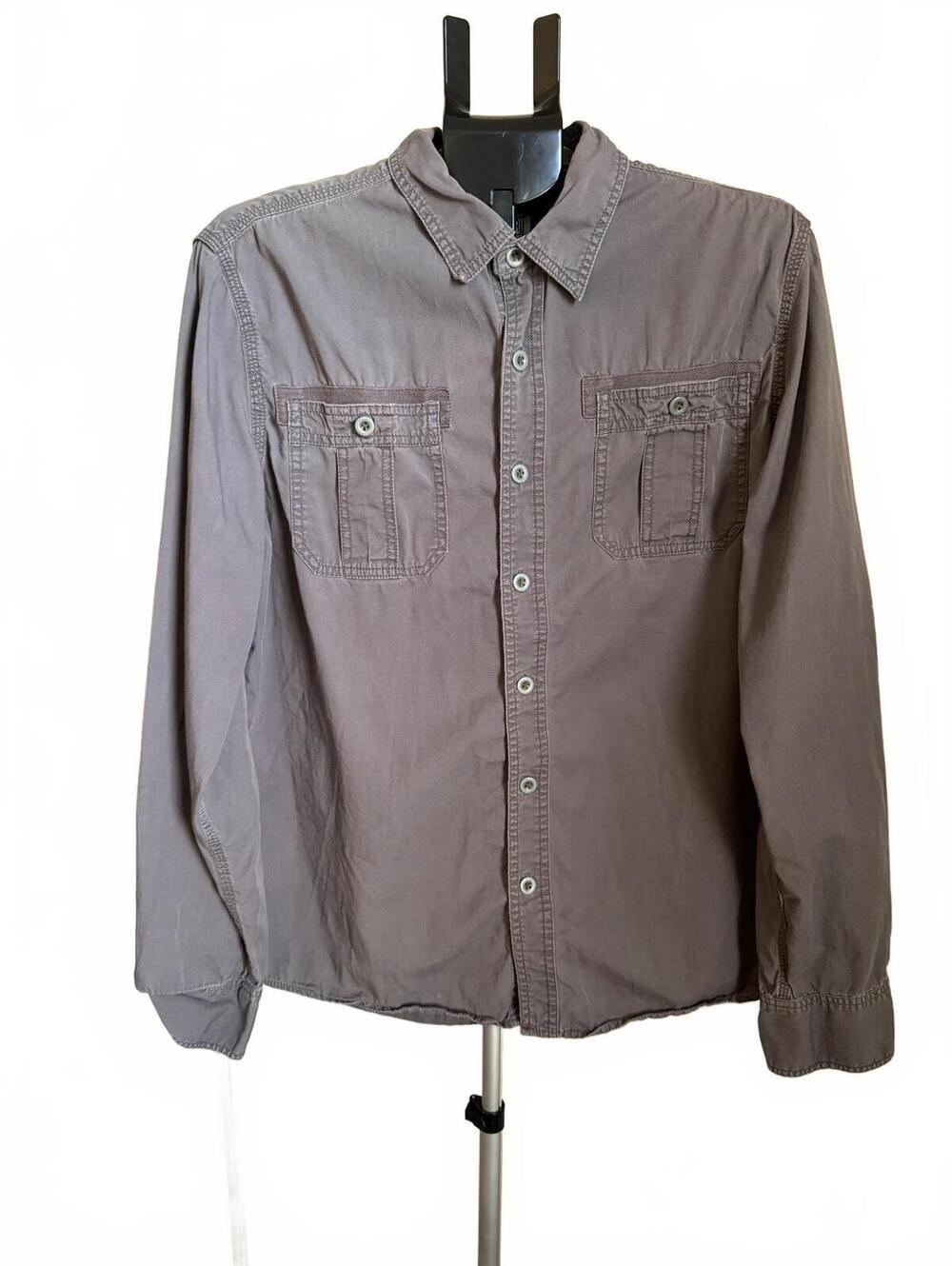Converse One Star Men's Long Sleeve Button-Up Shirt Size L Brown